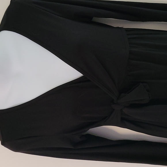 NWT Studio Maternity Black Stretch Wrap Dress Long Sleeves M NEW - Picture 2 of 6